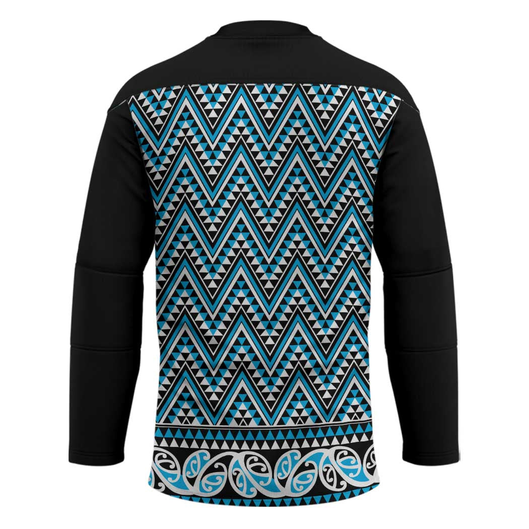 New Zealand Maori Niho Taniwha Hockey Jersey Kikorangi Mangopare and Puhoro Pattern - Polynesian Pride