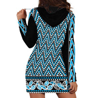 New Zealand Maori Niho Taniwha Hoodie Dress Kikorangi Mangopare and Puhoro Pattern