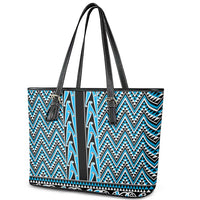 New Zealand Maori Niho Taniwha Leather Tote Bag Kikorangi Mangopare and Puhoro Pattern