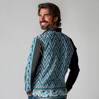 New Zealand Maori Niho Taniwha Long Sleeve Polo Shirt Kikorangi Mangopare and Puhoro Pattern