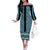 New Zealand Maori Niho Taniwha Off The Shoulder Long Sleeve Dress Kikorangi Mangopare and Puhoro Pattern