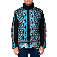 New Zealand Maori Niho Taniwha Padded Jacket Kikorangi Mangopare and Puhoro Pattern - Polynesian Pride