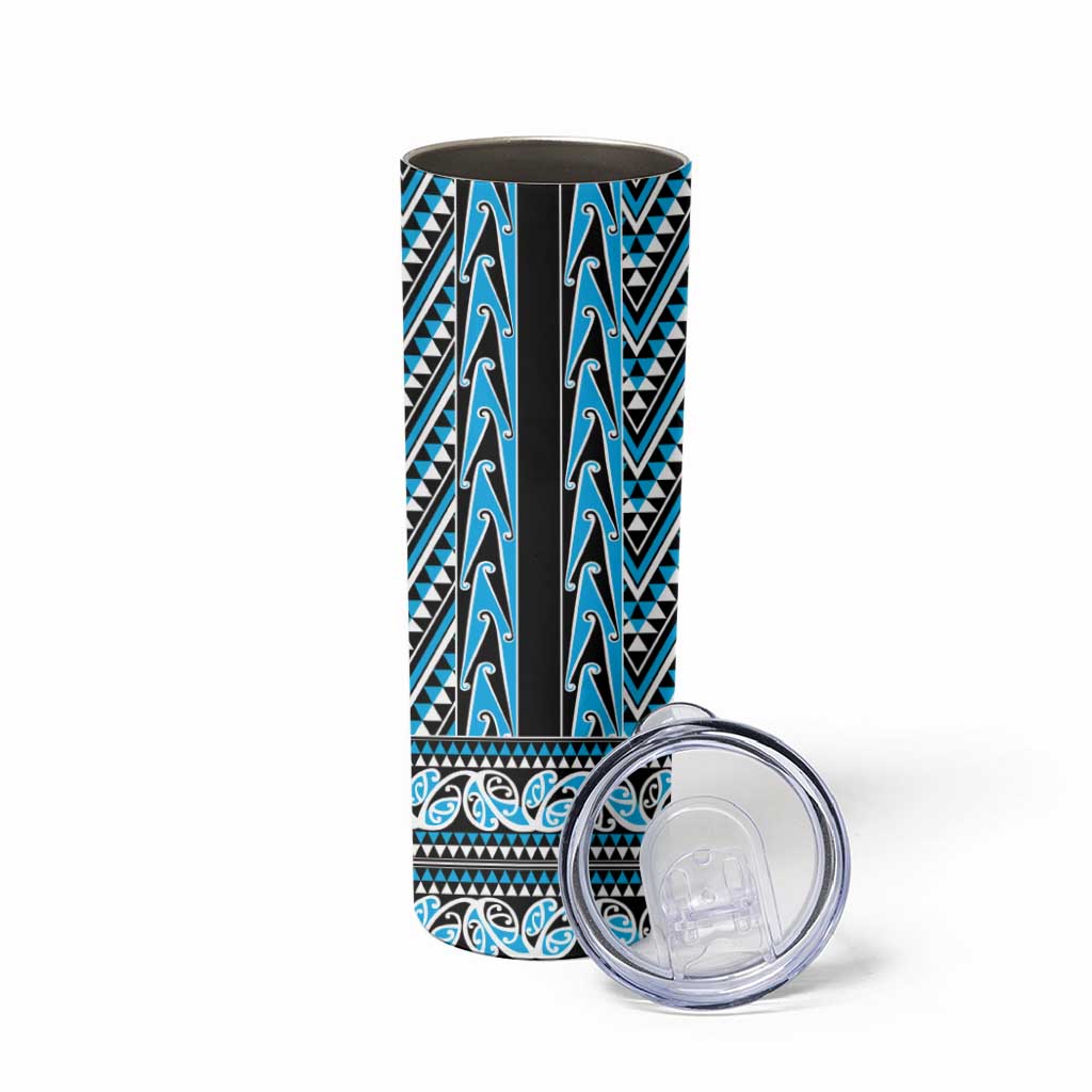 New Zealand Maori Niho Taniwha Skinny Tumbler Kikorangi Mangopare and Puhoro Pattern LT9 - Polynesian Pride