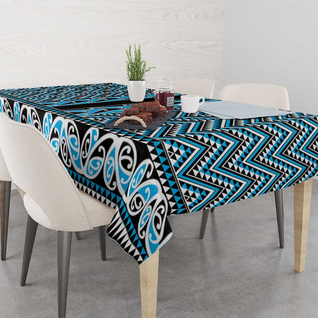 New Zealand Maori Niho Taniwha Tablecloth Kikorangi Mangopare and Puhoro Pattern