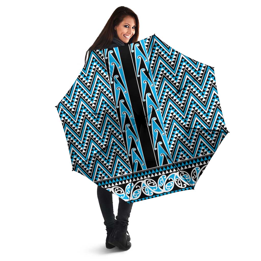 New Zealand Maori Niho Taniwha Umbrella Kikorangi Mangopare and Puhoro Pattern - Polynesian Pride