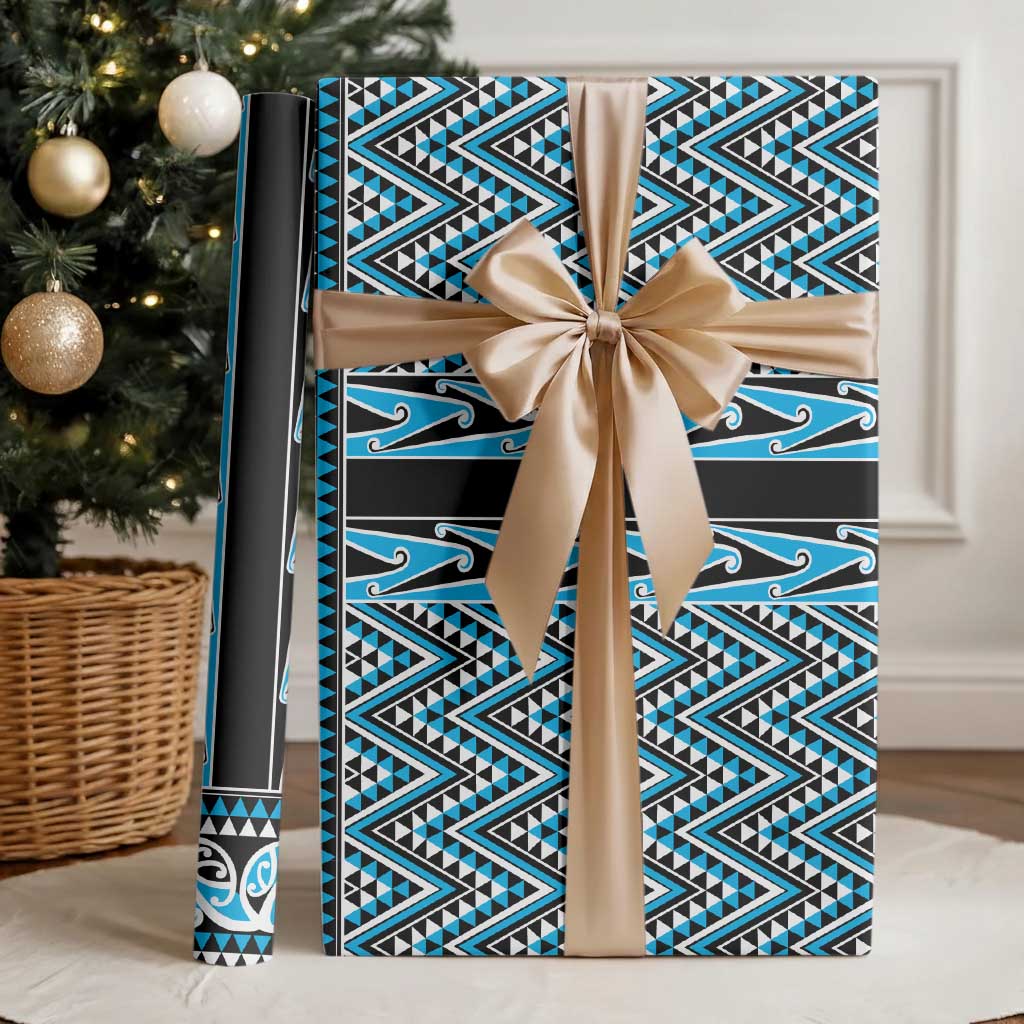 New Zealand Maori Niho Taniwha Wrapping Paper Kikorangi Mangopare and Puhoro Pattern - Polynesian Pride