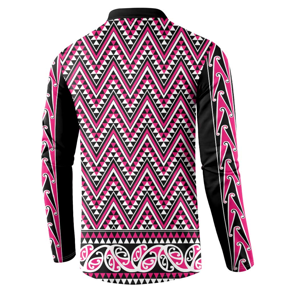 New Zealand Maori Niho Taniwha Button Sweatshirt Mawhero Mangopare and Puhoro Pattern