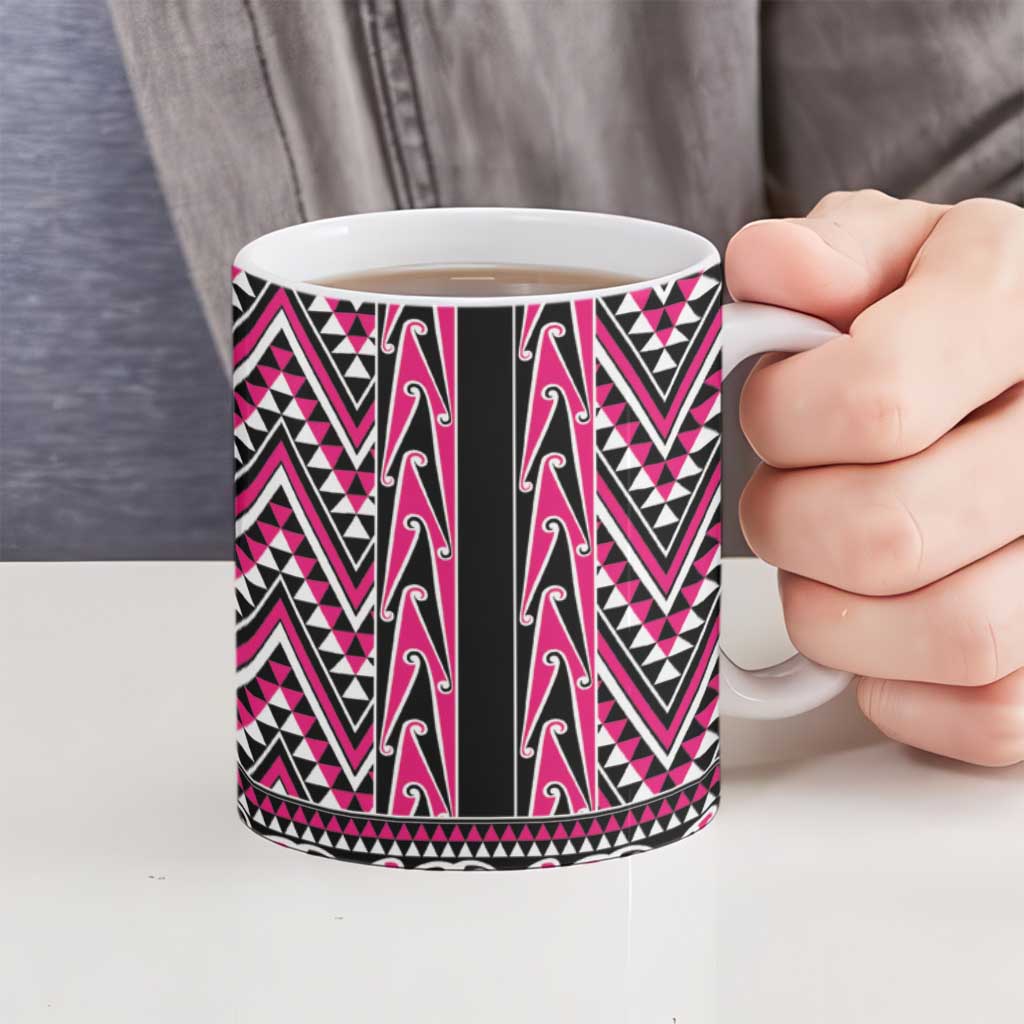 New Zealand Maori Niho Taniwha Ceramic Mug Mawhero Mangopare and Puhoro Pattern - Polynesian Pride