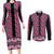 New Zealand Maori Niho Taniwha Couples Matching Long Sleeve Bodycon Dress and Long Sleeve Button Shirt Mawhero Mangopare and Puhoro Pattern