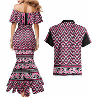 New Zealand Maori Niho Taniwha Couples Matching Mermaid Dress and Hawaiian Shirt Mawhero Mangopare and Puhoro Pattern LT9 - Polynesian Pride