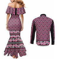 New Zealand Maori Niho Taniwha Couples Matching Mermaid Dress and Long Sleeve Button Shirt Mawhero Mangopare and Puhoro Pattern LT9 - Polynesian Pride