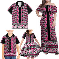 New Zealand Maori Niho Taniwha Family Matching Off Shoulder Maxi Dress and Hawaiian Shirt Mawhero Mangopare and Puhoro Pattern LT9 - Polynesian Pride