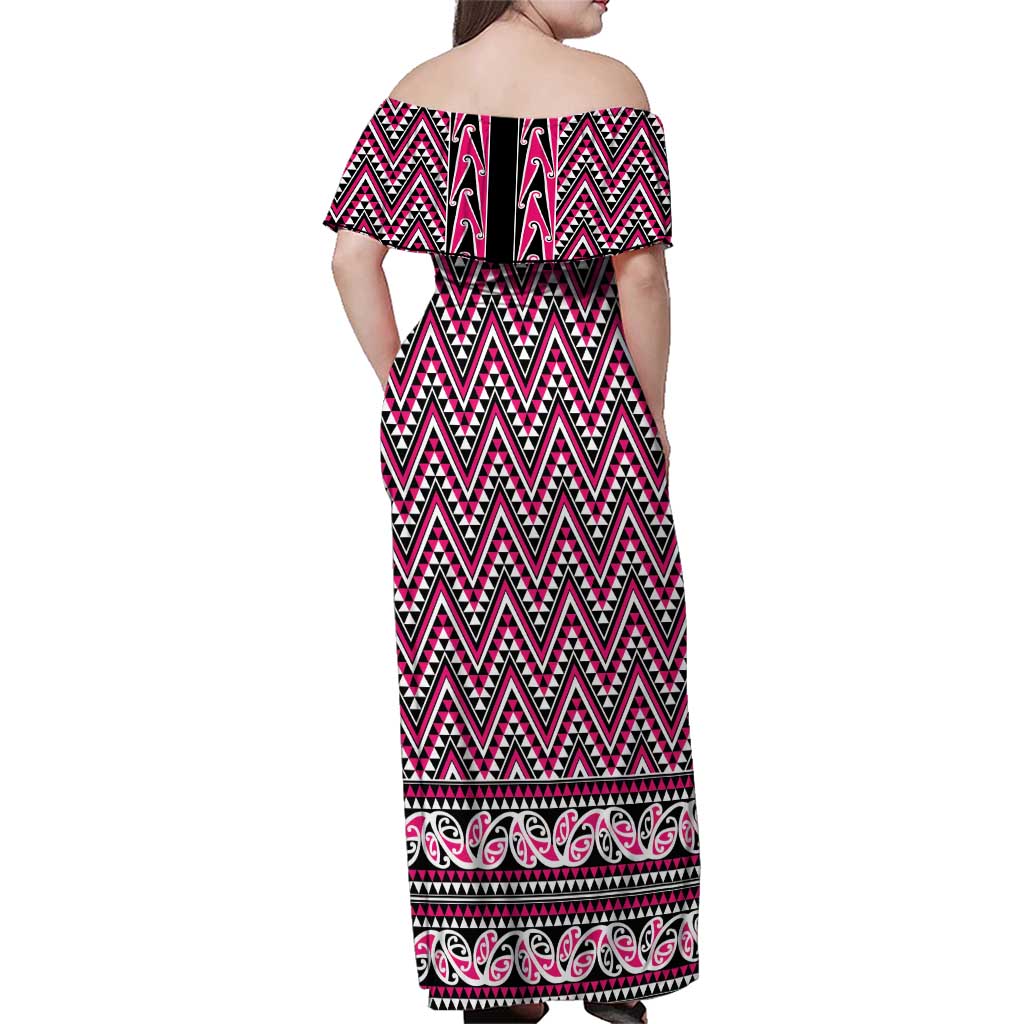 New Zealand Maori Niho Taniwha Family Matching Off Shoulder Maxi Dress and Hawaiian Shirt Mawhero Mangopare and Puhoro Pattern LT9 - Polynesian Pride