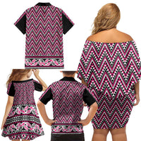 New Zealand Maori Niho Taniwha Family Matching Off Shoulder Short Dress and Hawaiian Shirt Mawhero Mangopare and Puhoro Pattern LT9 - Polynesian Pride