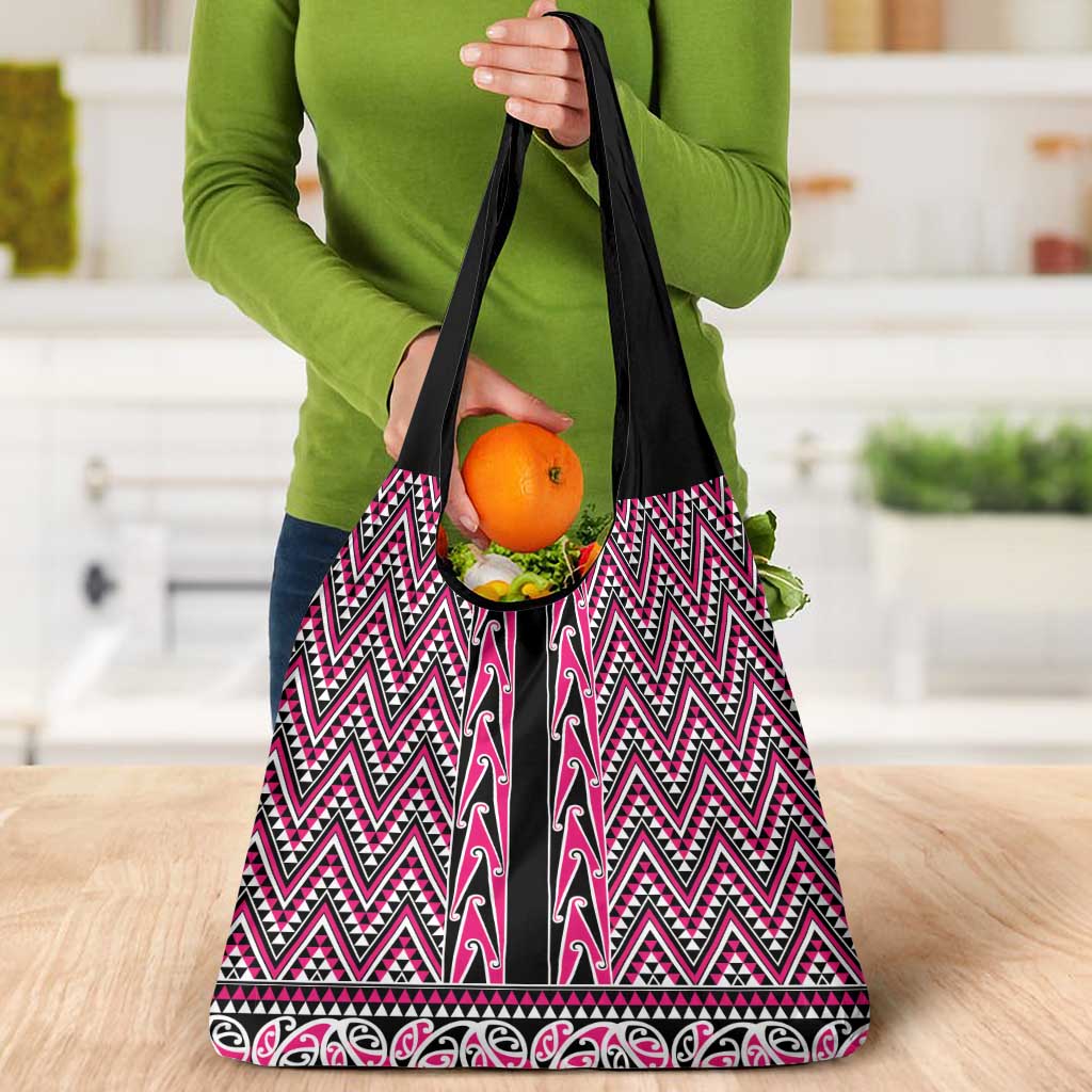 New Zealand Maori Niho Taniwha Grocery Bag Mawhero Mangopare and Puhoro Pattern