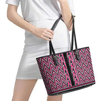 New Zealand Maori Niho Taniwha Leather Tote Bag Mawhero Mangopare and Puhoro Pattern