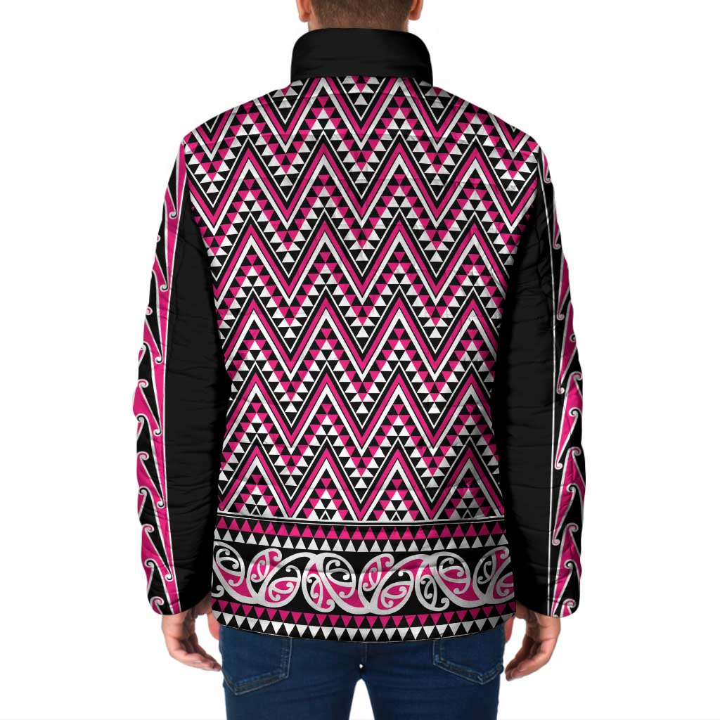 New Zealand Maori Niho Taniwha Padded Jacket Mawhero Mangopare and Puhoro Pattern - Polynesian Pride