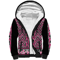 New Zealand Maori Niho Taniwha Sherpa Hoodie Mawhero Mangopare and Puhoro Pattern