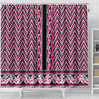 New Zealand Maori Niho Taniwha Shower Curtain Mawhero Mangopare and Puhoro Pattern