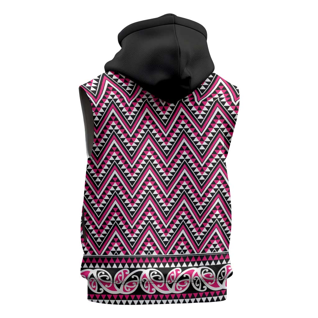 New Zealand Maori Niho Taniwha Sleeveless Hoodie Mawhero Mangopare and Puhoro Pattern - Polynesian Pride
