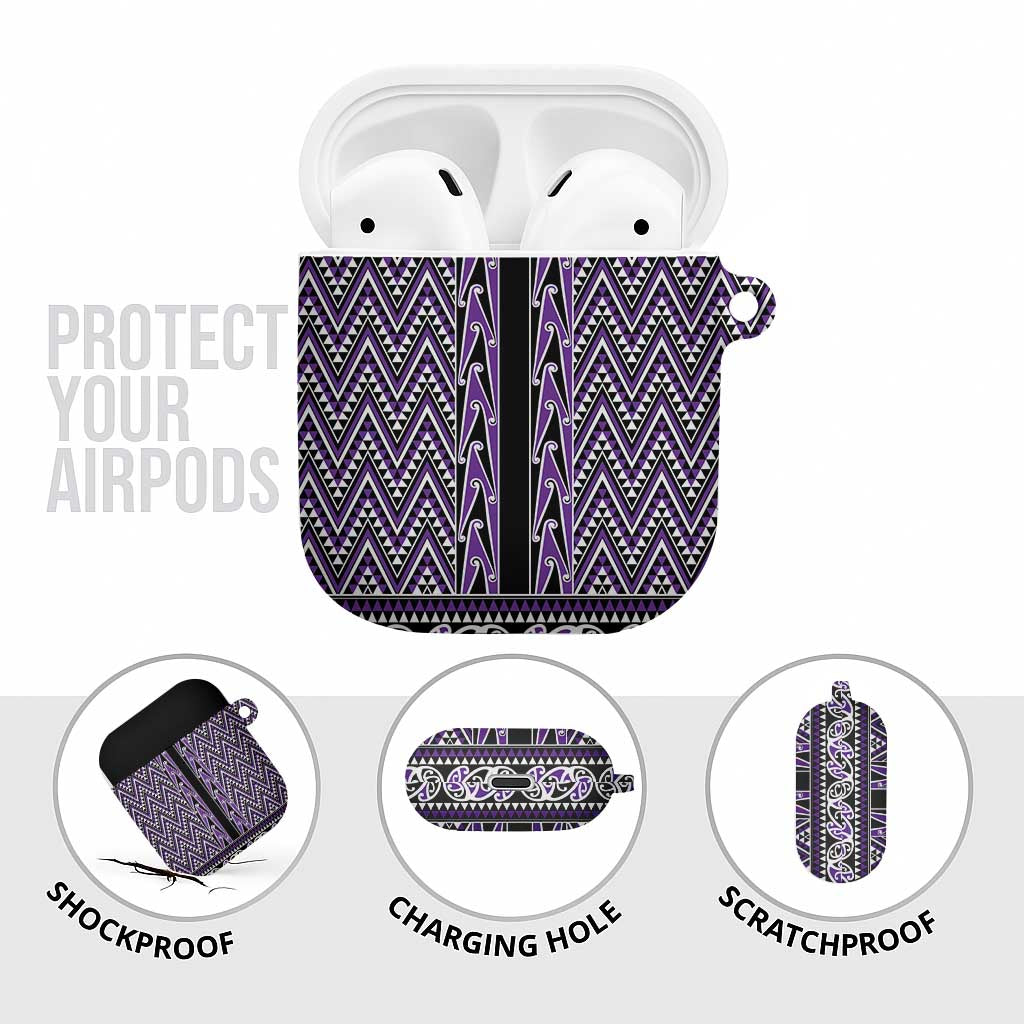 New Zealand Maori Niho Taniwha AirPods Case Waiporopo Mangopare and Puhoro Pattern - Polynesian Pride