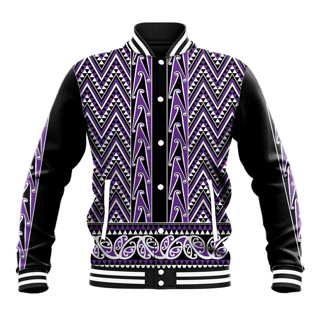 New Zealand Maori Niho Taniwha Baseball Jacket Waiporopo Mangopare and Puhoro Pattern