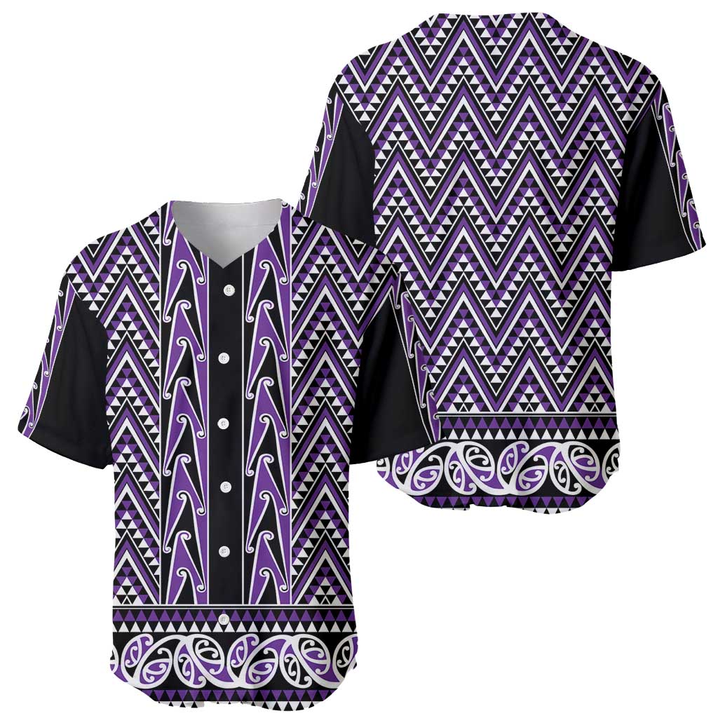 New Zealand Maori Niho Taniwha Baseball Jersey Waiporopo Mangopare and Puhoro Pattern