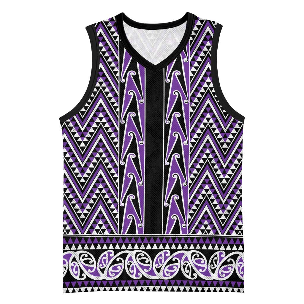 New Zealand Maori Niho Taniwha Basketball Jersey Waiporopo Mangopare and Puhoro Pattern - Polynesian Pride