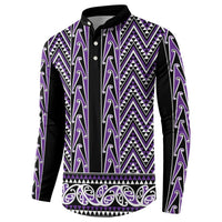 New Zealand Maori Niho Taniwha Button Sweatshirt Waiporopo Mangopare and Puhoro Pattern