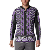 New Zealand Maori Niho Taniwha Button Sweatshirt Waiporopo Mangopare and Puhoro Pattern