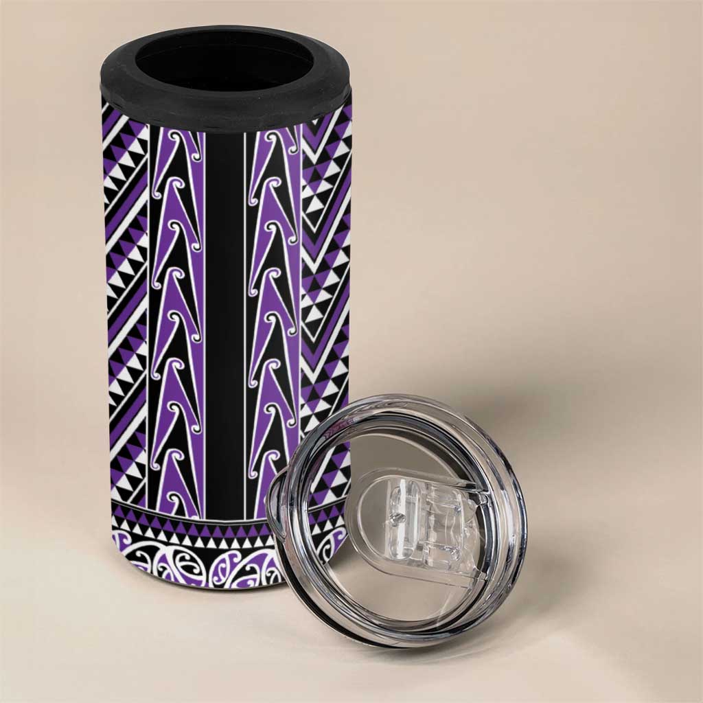 New Zealand Maori Niho Taniwha 4 in 1 Can Cooler Tumbler Waiporopo Mangopare and Puhoro Pattern