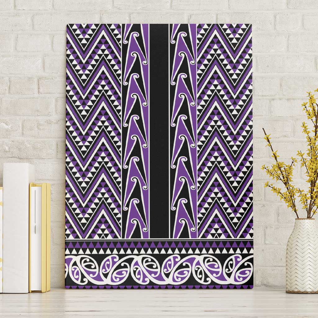New Zealand Maori Niho Taniwha Canvas Wall Art Waiporopo Mangopare and Puhoro Pattern LT9 Without Frame Purple - Polynesian Pride