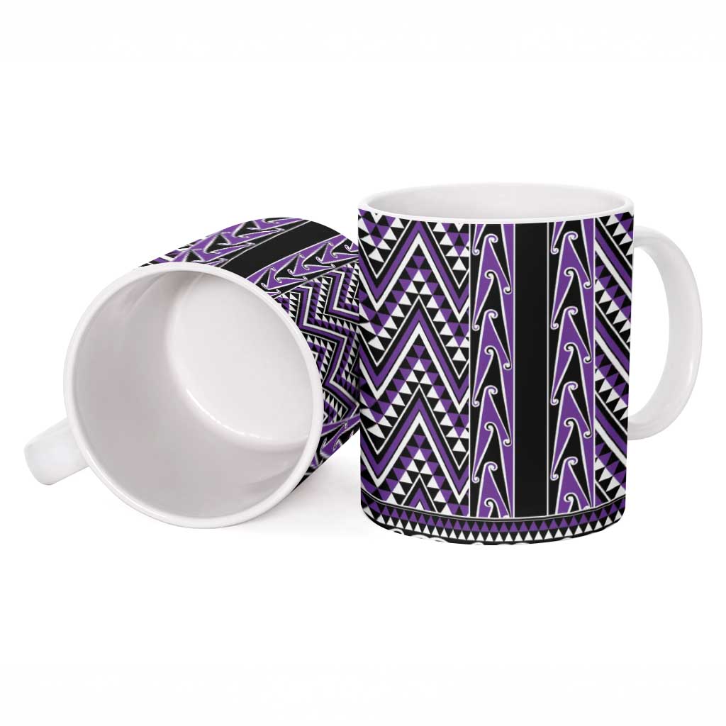 New Zealand Maori Niho Taniwha Ceramic Mug Waiporopo Mangopare and Puhoro Pattern - Polynesian Pride