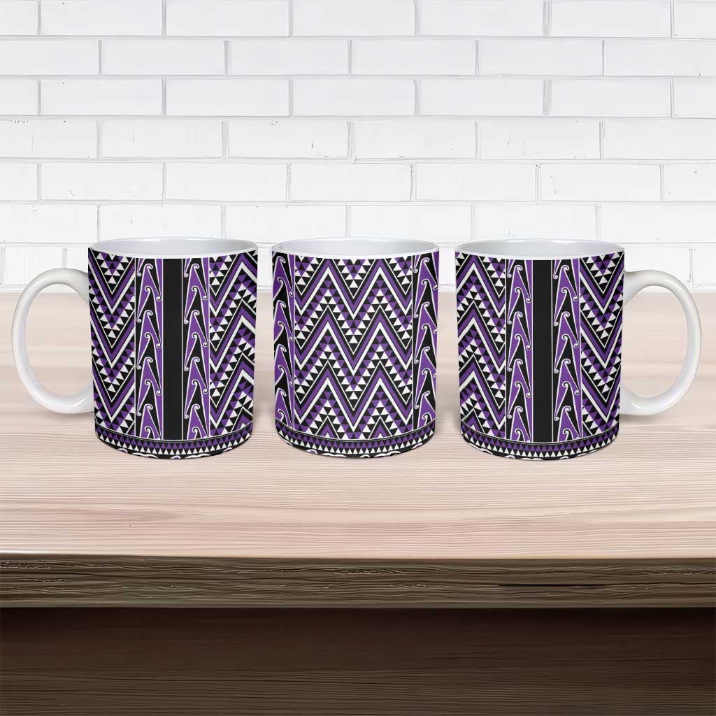New Zealand Maori Niho Taniwha Ceramic Mug Waiporopo Mangopare and Puhoro Pattern - Polynesian Pride