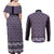 New Zealand Maori Niho Taniwha Couples Matching Off Shoulder Maxi Dress and Long Sleeve Button Shirt Waiporopo Mangopare and Puhoro Pattern