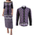 New Zealand Maori Niho Taniwha Couples Matching Puletasi and Long Sleeve Button Shirt Waiporopo Mangopare and Puhoro Pattern