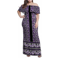 New Zealand Maori Niho Taniwha Family Matching Off Shoulder Maxi Dress and Hawaiian Shirt Waiporopo Mangopare and Puhoro Pattern LT9 Mom's Dress Purple - Polynesian Pride