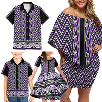 New Zealand Maori Niho Taniwha Family Matching Off Shoulder Short Dress and Hawaiian Shirt Waiporopo Mangopare and Puhoro Pattern LT9 - Polynesian Pride