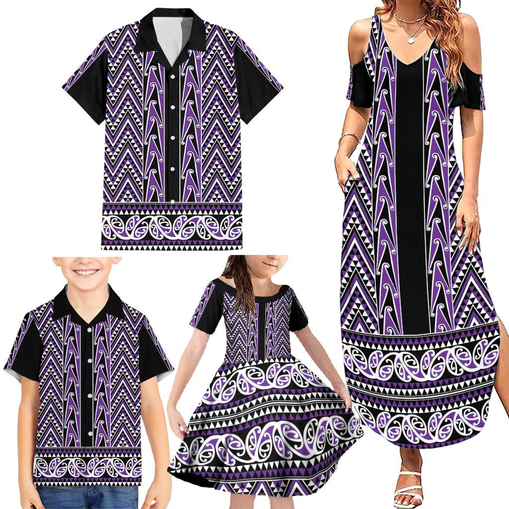 New Zealand Maori Niho Taniwha Family Matching Summer Maxi Dress and Hawaiian Shirt Waiporopo Mangopare and Puhoro Pattern LT9 - Polynesian Pride