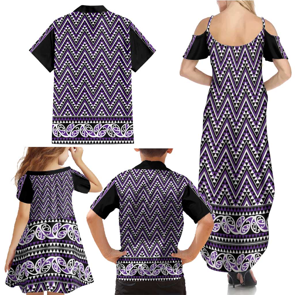 New Zealand Maori Niho Taniwha Family Matching Summer Maxi Dress and Hawaiian Shirt Waiporopo Mangopare and Puhoro Pattern LT9 - Polynesian Pride