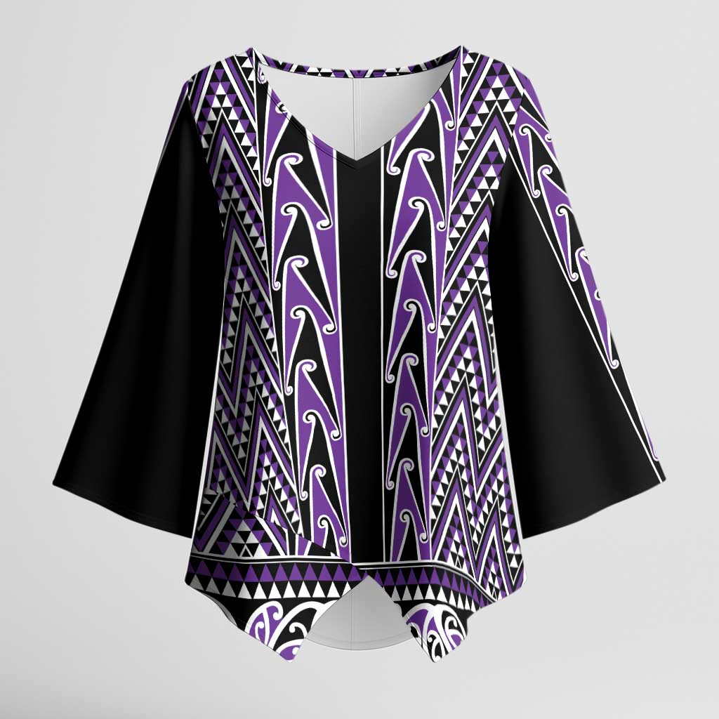 New Zealand Maori Niho Taniwha Kimono Sleeve Blouse Waiporopo Mangopare and Puhoro Pattern - Polynesian Pride