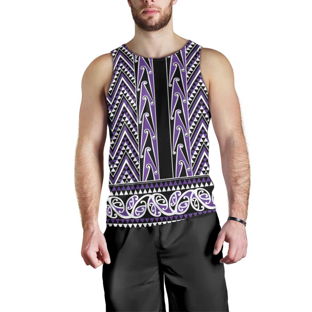 New Zealand Maori Niho Taniwha Men Tank Top Waiporopo Mangopare and Puhoro Pattern