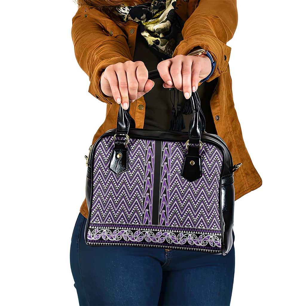 New Zealand Maori Niho Taniwha Shoulder Handbag Waiporopo Mangopare and Puhoro Pattern