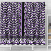 New Zealand Maori Niho Taniwha Shower Curtain Waiporopo Mangopare and Puhoro Pattern