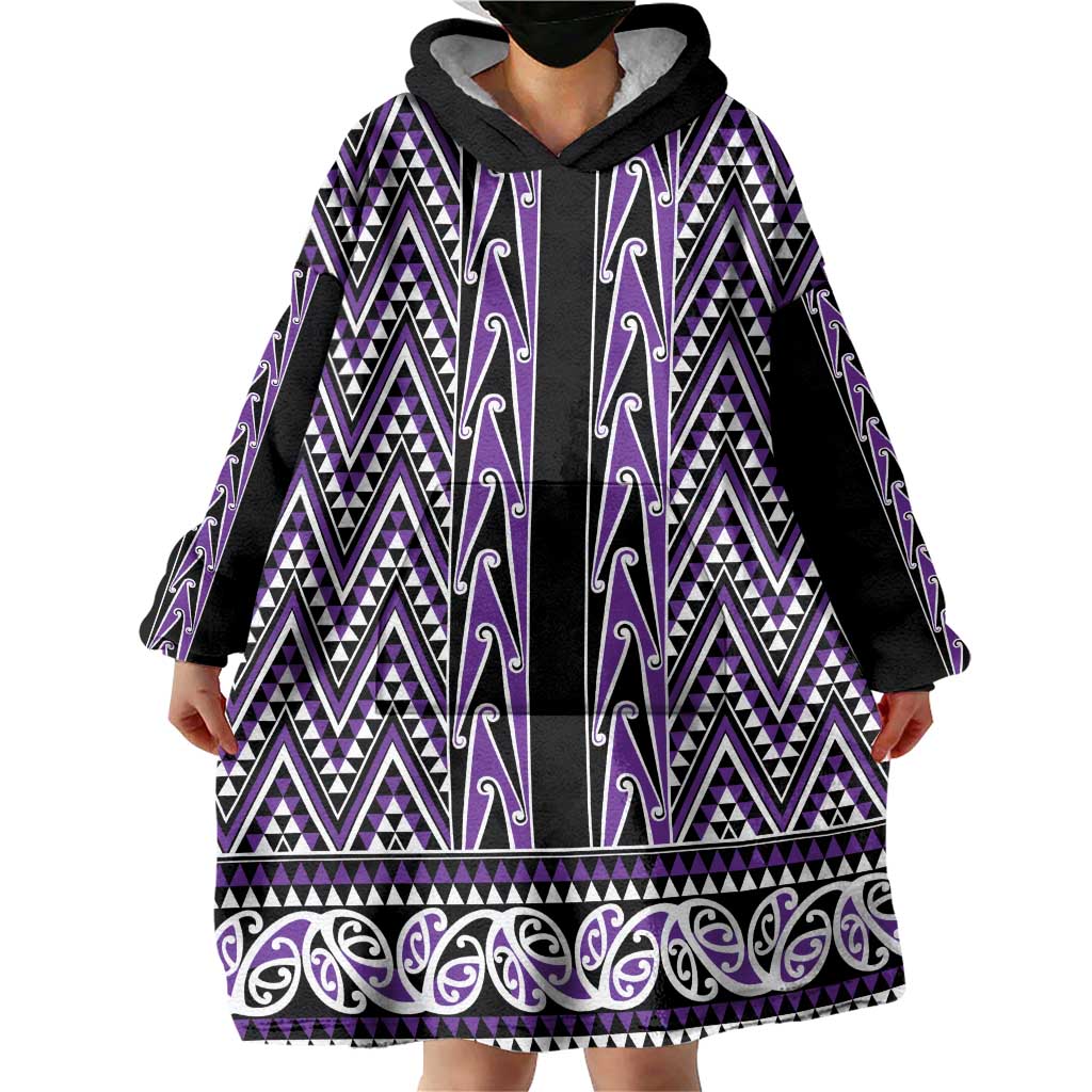 New Zealand Maori Niho Taniwha Wearable Blanket Hoodie Waiporopo Mangopare and Puhoro Pattern LT9 - Polynesian Pride