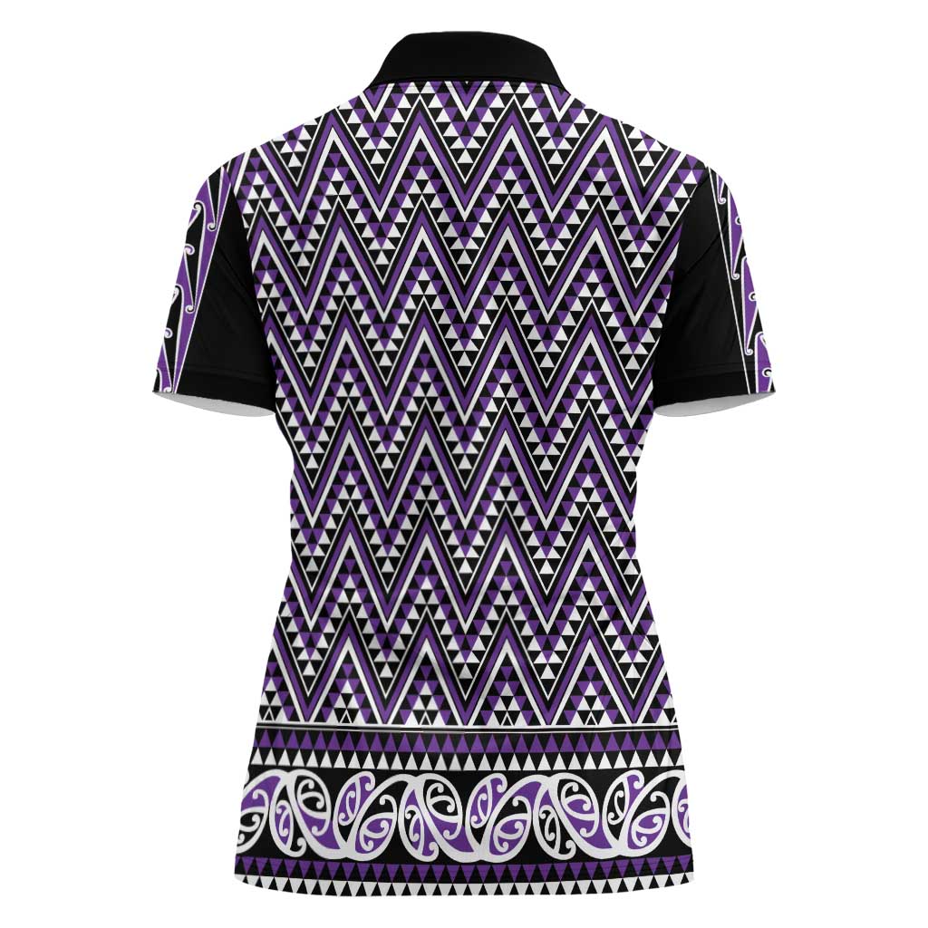 New Zealand Maori Niho Taniwha Women Polo Shirt Waiporopo Mangopare and Puhoro Pattern