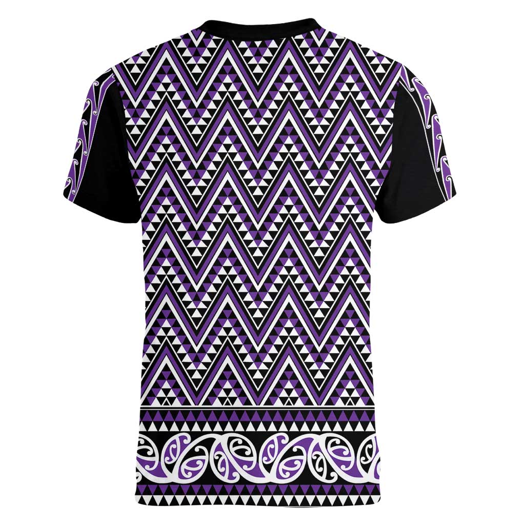 New Zealand Maori Niho Taniwha Women V-Neck T-Shirt Waiporopo Mangopare and Puhoro Pattern LT9 - Polynesian Pride