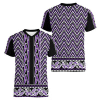 New Zealand Maori Niho Taniwha Women V-Neck T-Shirt Waiporopo Mangopare and Puhoro Pattern LT9 - Polynesian Pride