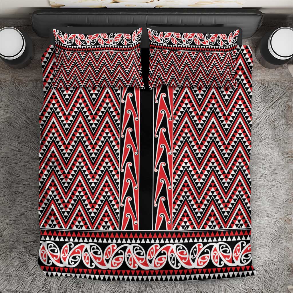 New Zealand Maori Niho Taniwha Bedding Set Whero Mangopare and Puhoro Pattern