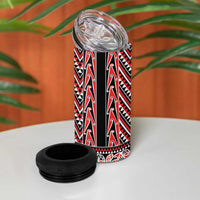 New Zealand Maori Niho Taniwha 4 in 1 Can Cooler Tumbler Whero Mangopare and Puhoro Pattern